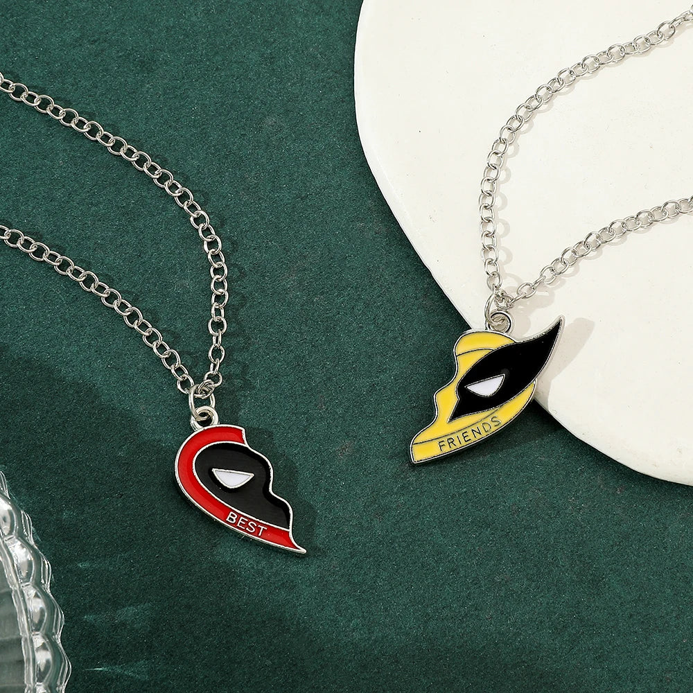 Deadpool Wolverine Duo-Halskette – Best Friends Herz-Anhänger
