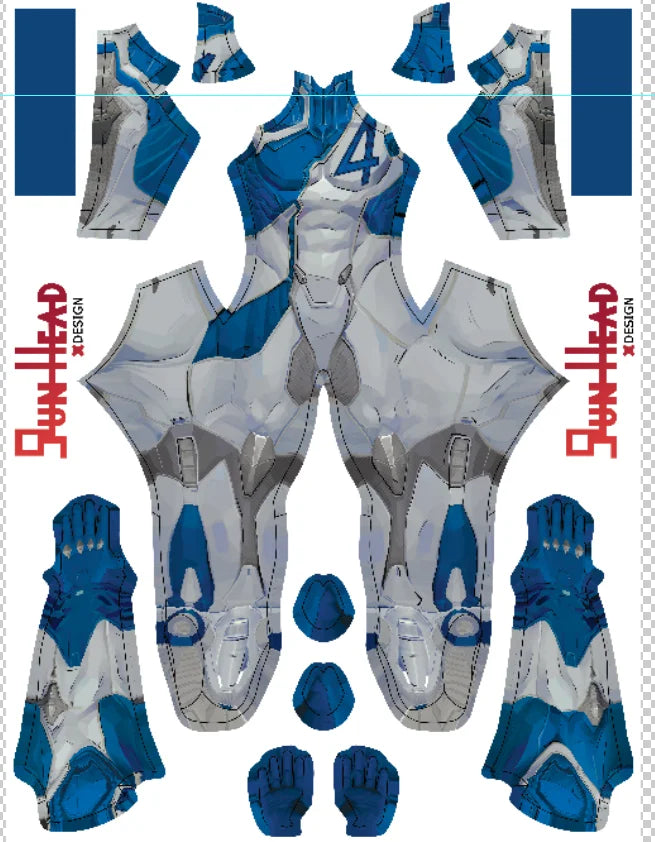 Fantastic Four Mister Fantastic Kostüm – Blau-Grauer Overall mit Rüstungseffekt