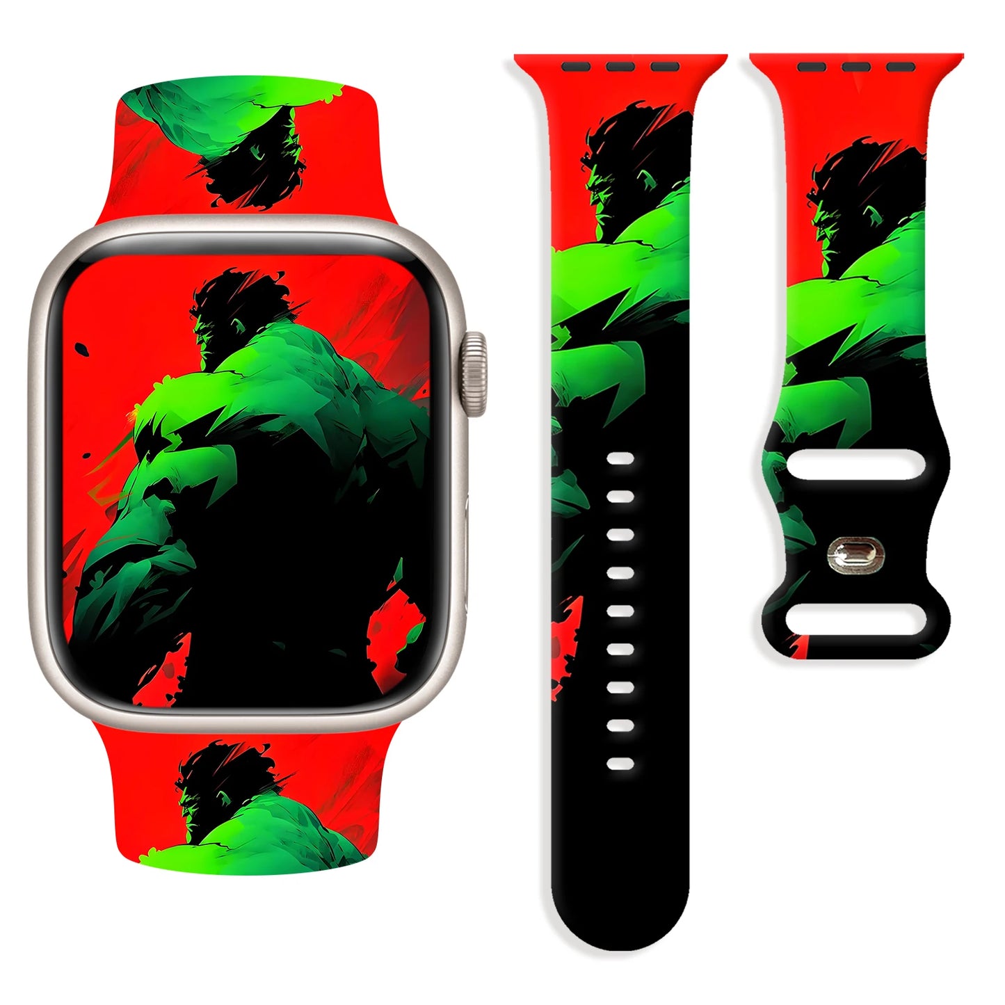 Apple Watch Armband Hulk - Künstlerische Silhouette Rot Schwarz