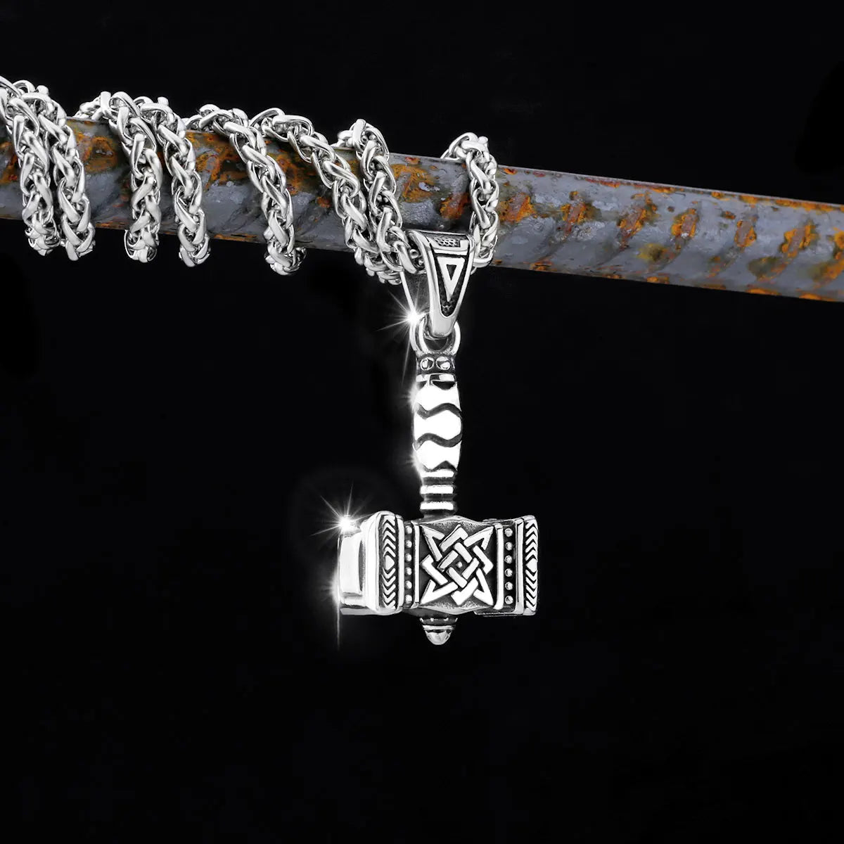 Thors Hammer Halskette Anhänger - Mjölnir Wikinger Stil Stahl