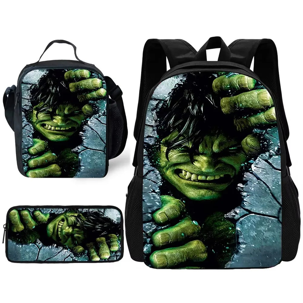 Hulk-Rucksack-Set – Gesicht, das aus der rissigen Steinmauer auftaucht