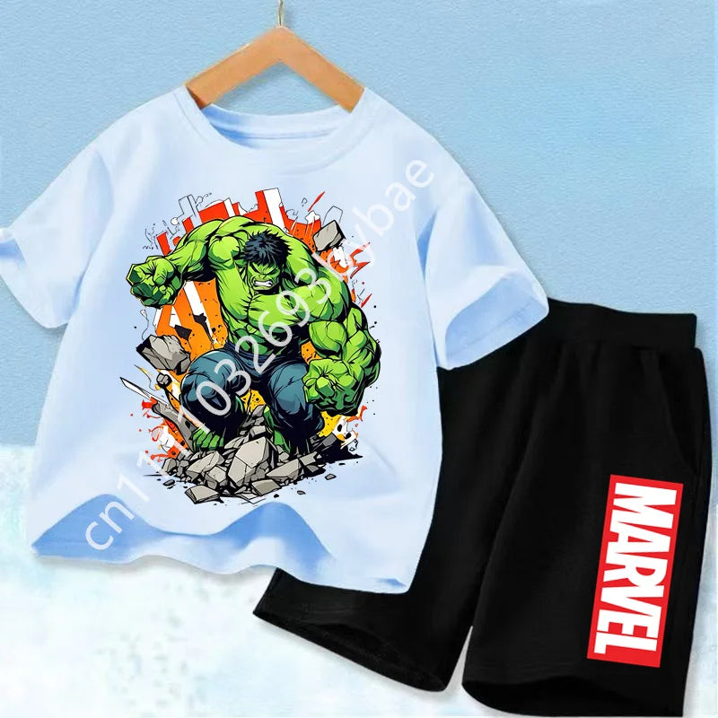 T-Shirt Avengers Hulk Kinder - Hellblaues Set mit schwarzer Hose