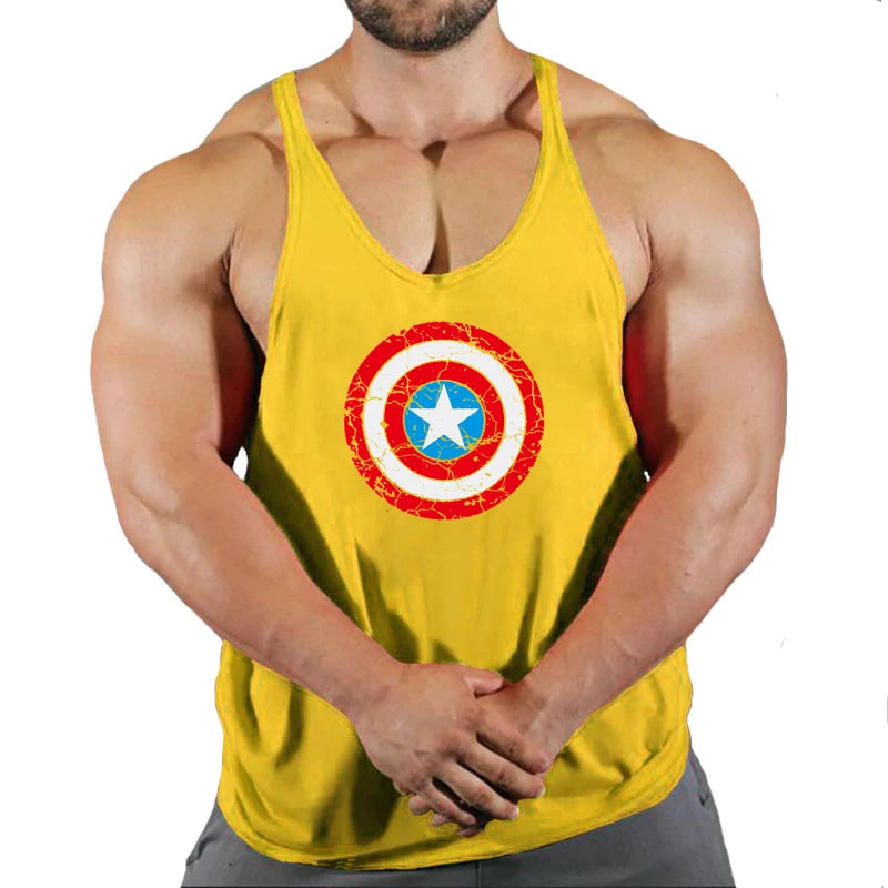 Herren Fitness Tanktop Captain America - Roter Schild