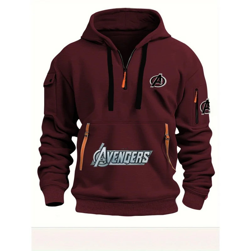 Sweatshirt mit halbem Reißverschluss Avengers für Herren – Multi-Pocket Schwarz Gelb