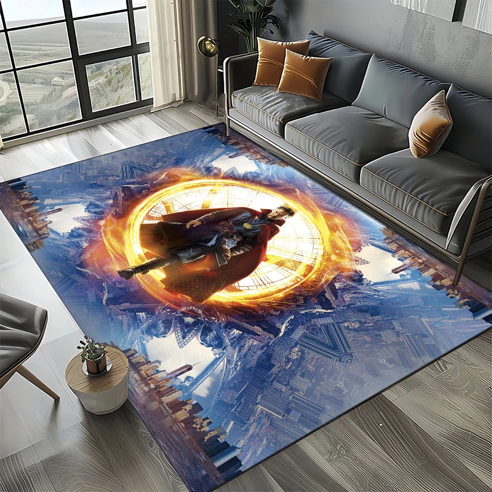 3D Avengers Teppich - Goldenes Blaues Portal Design