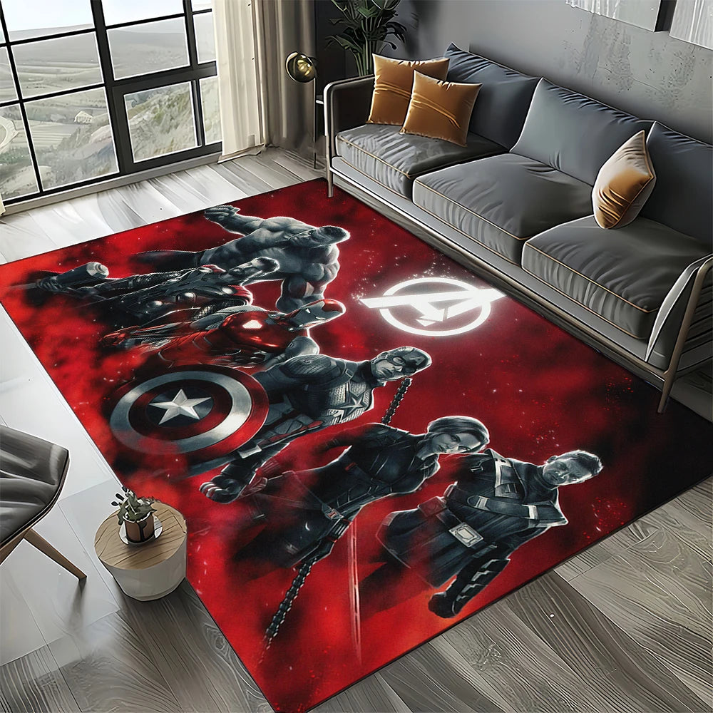 Avengers 3D Teppich – Dunkelrotes Team-Logo-Design