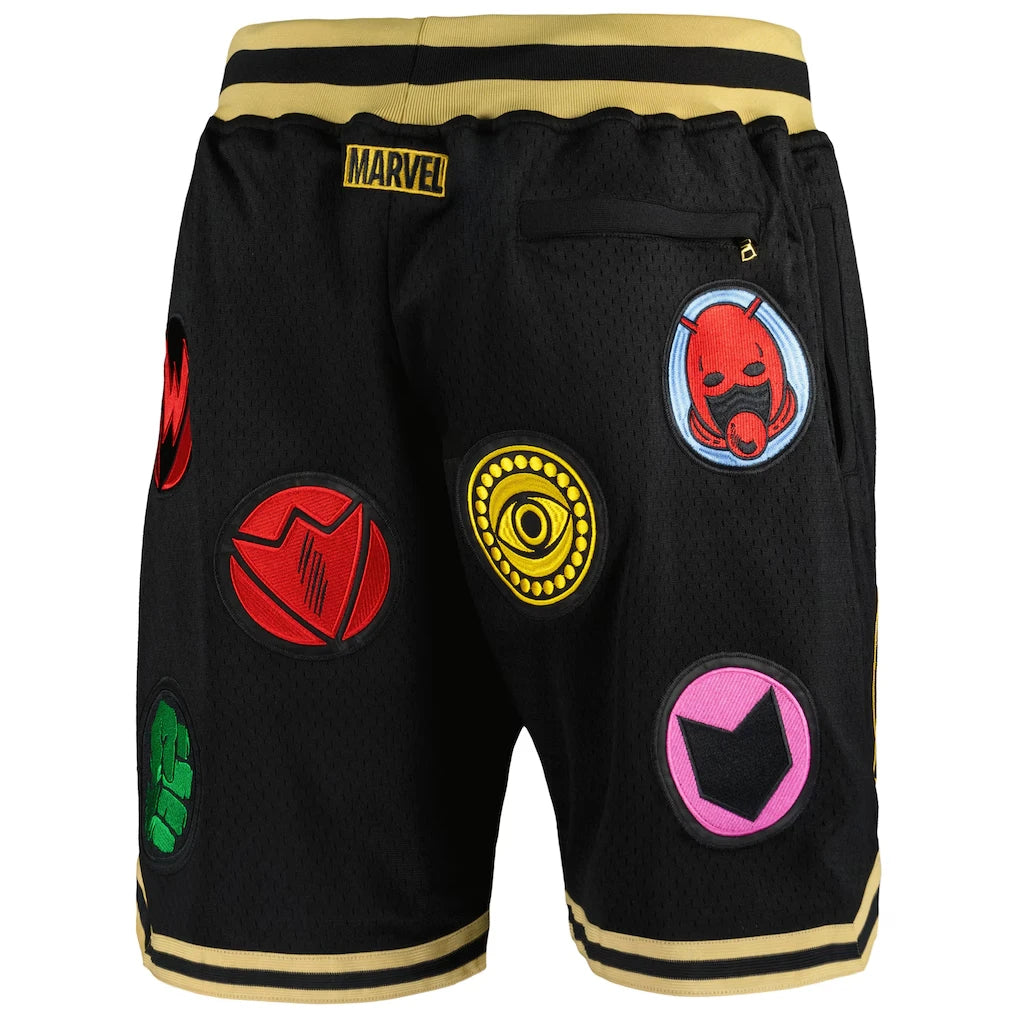 Short Basket Avengers 60. Jubiläum – Mehrere Logos Schwarz Gold