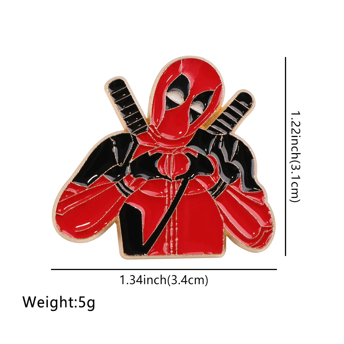 Deadpool Herz Metall-Badge – Gekreuzte Schwerter Anstecknadel