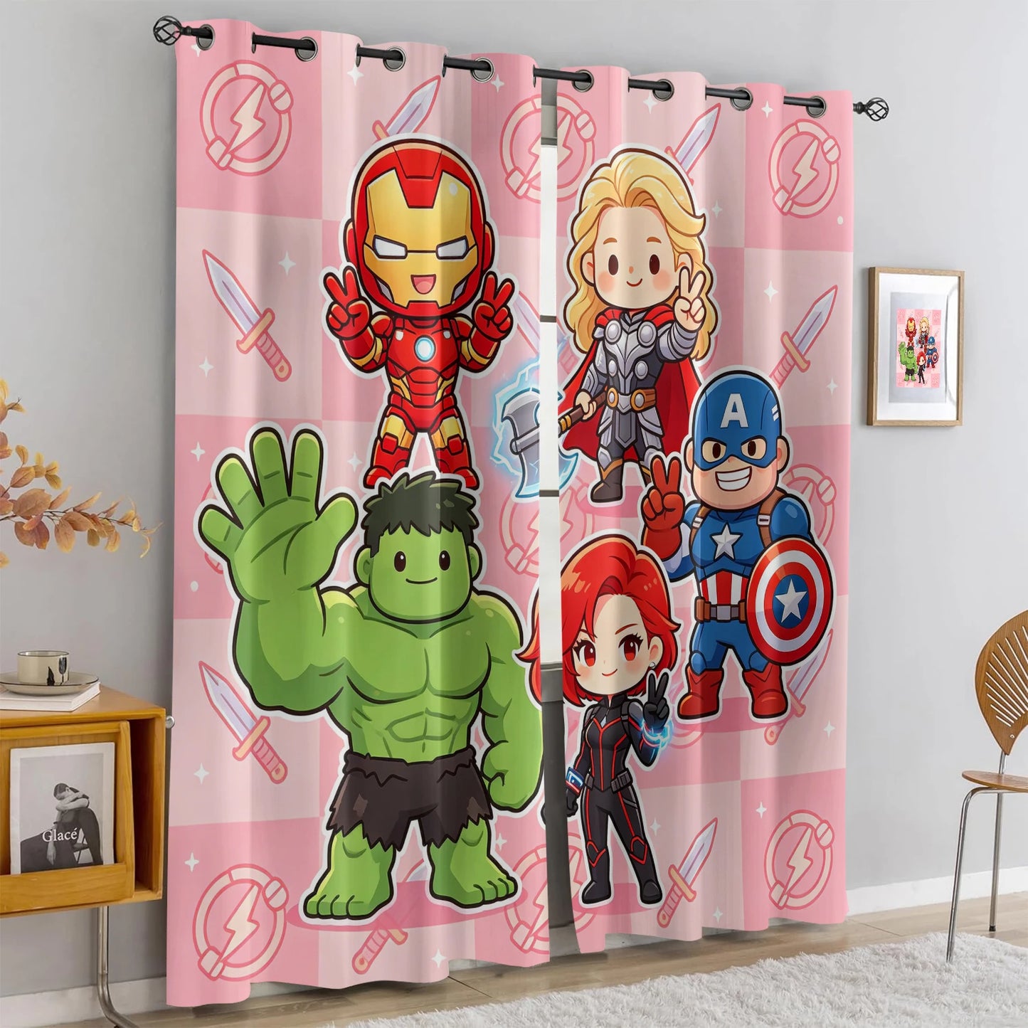 Avengers Chibi Vorhänge - Verdunkelnd Rosa
