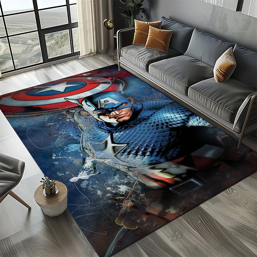 Avengers 3D Teppich - Captain America Design Dunkelblau