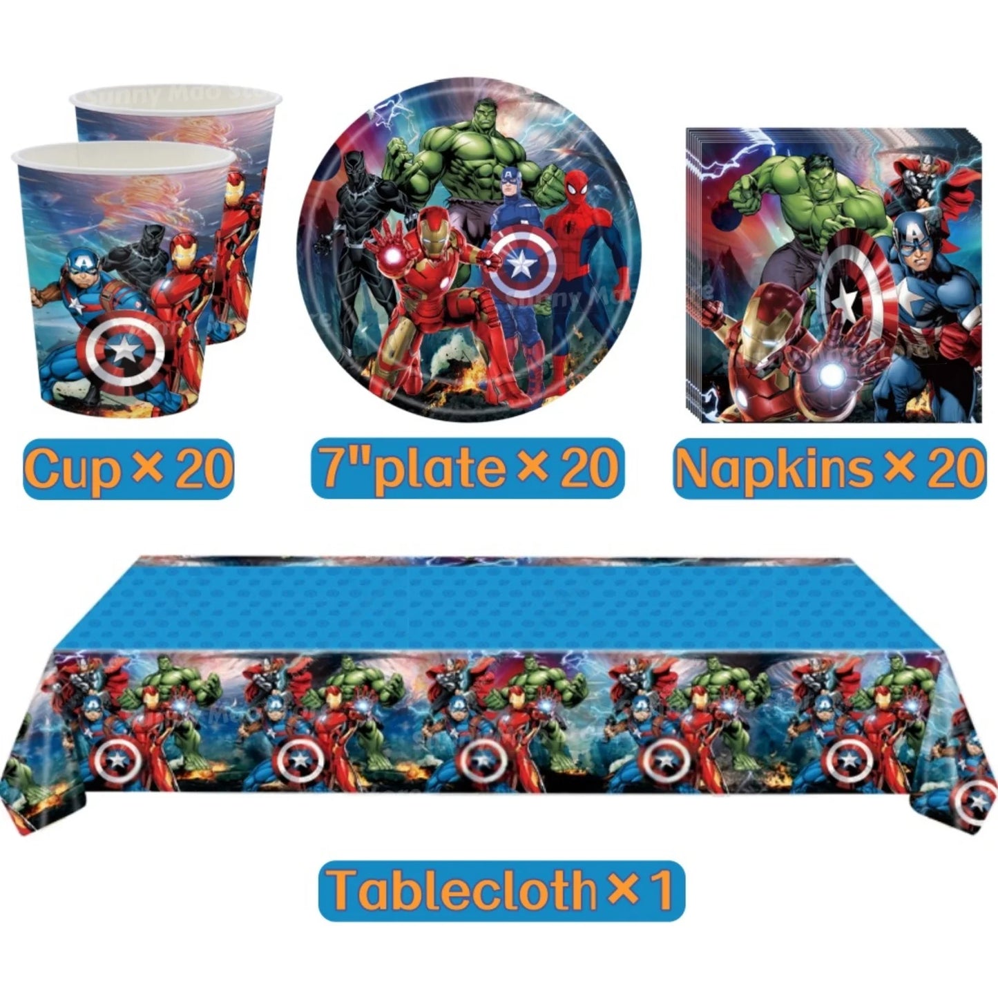 Avengers Geburtstagsdeko-Set - Zahlenballons Iron Man Spider-Man