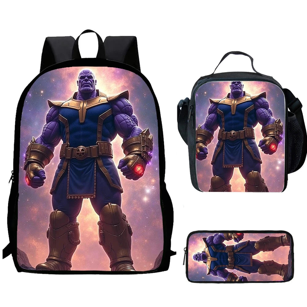 Thanos Rucksack kosmisch 3-teilig – Galaxie Rot Schulset für Kinder
