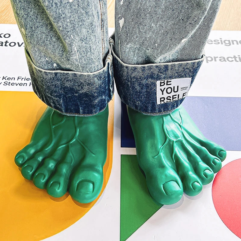 Hulk Riesenfüße-Hausschuhe - Lustige grüne Sandalen