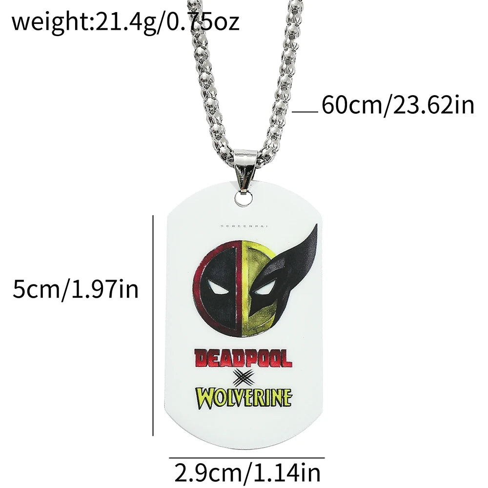 Halskette Militärplatte Deadpool & Wolverine – Verschmolzene Logos Weiß