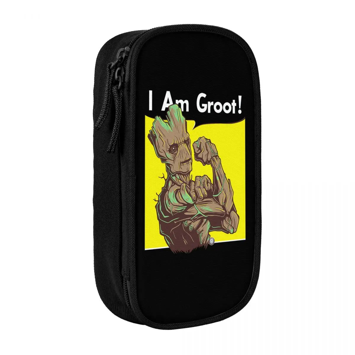 Federmäppchen Avengers Baby Groot – Muskelarm Pop Art Gelber Hintergrund