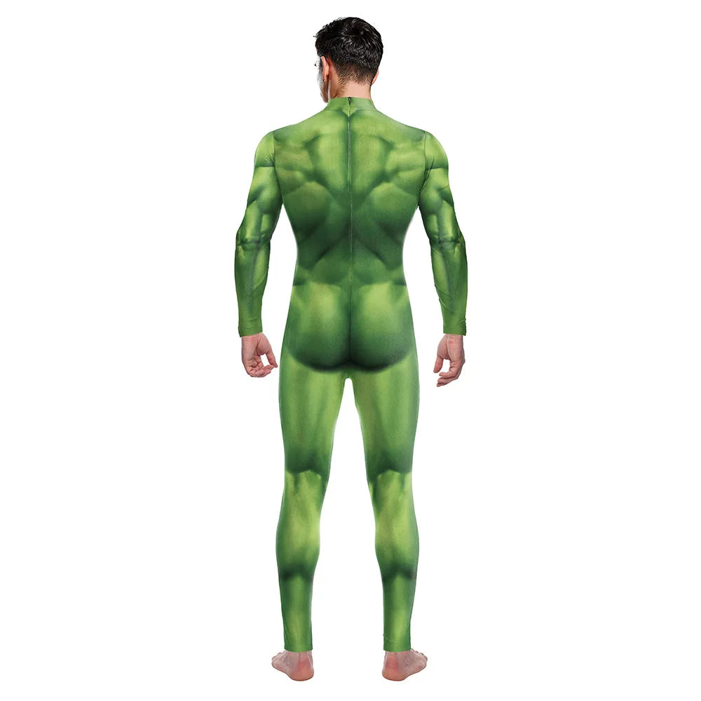 Hulk Kostüm - Grüner Ganzkörper-Muskelanzug