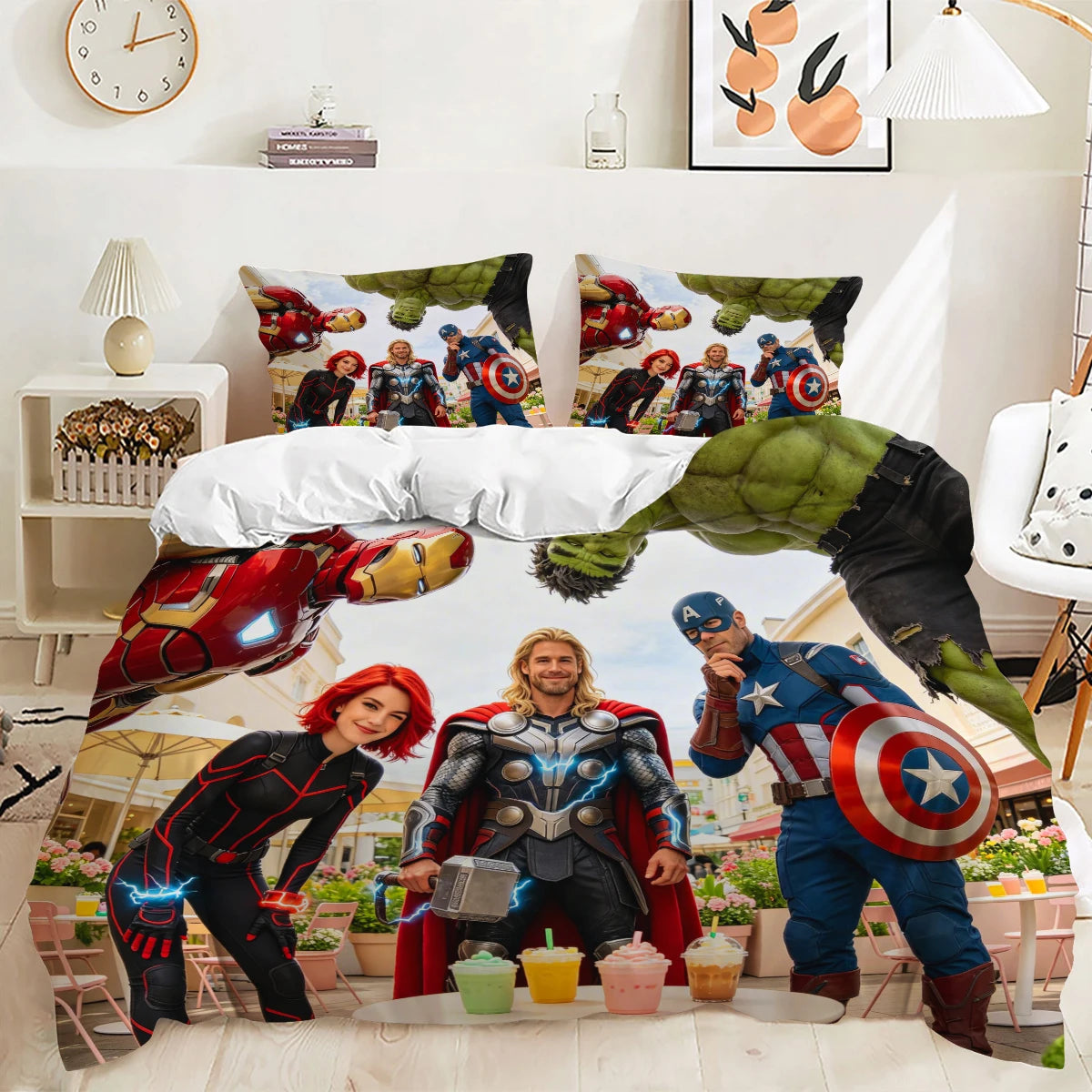 Bettbezug Avengers - Beige Superhelden-Design
