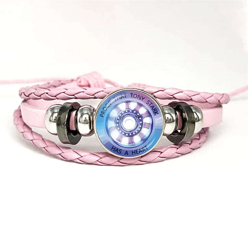 Armband Leder Tony Stark Arc Reaktor - Leuchtendes Rosa Blau Violett