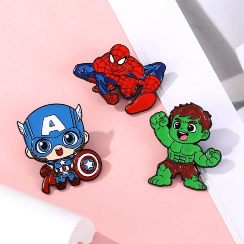 Chibi Avengers Anstecker - Spider-Man Captain America Hulk