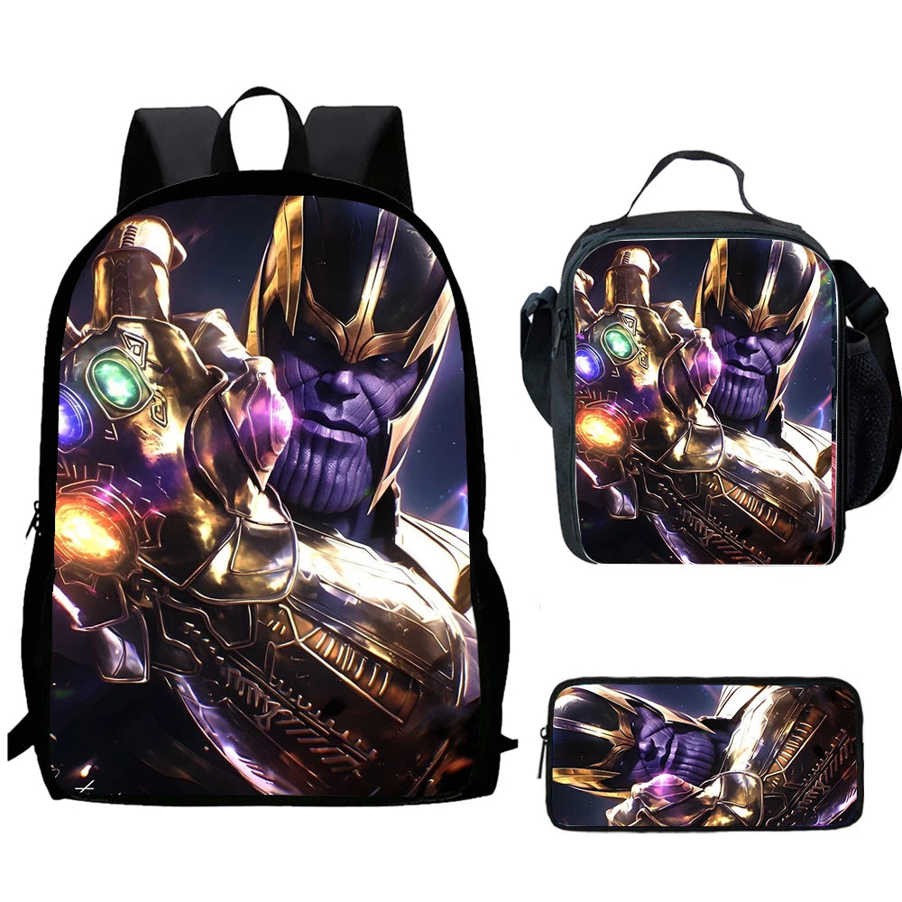 Thanos Rucksack Neon Krone 3-teilig - Episches Portrait Schulset Kind