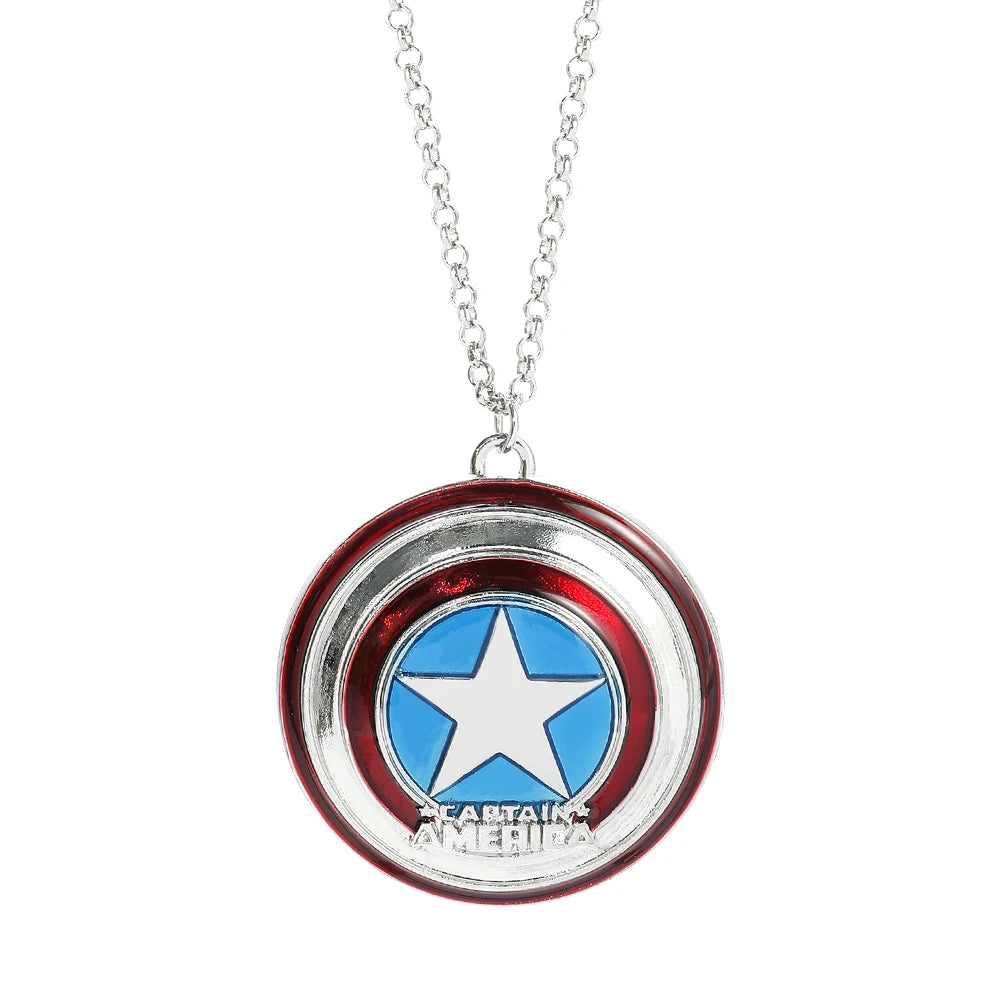Halskette mit Captain America Schild-Anhänger – Silber und Emaille