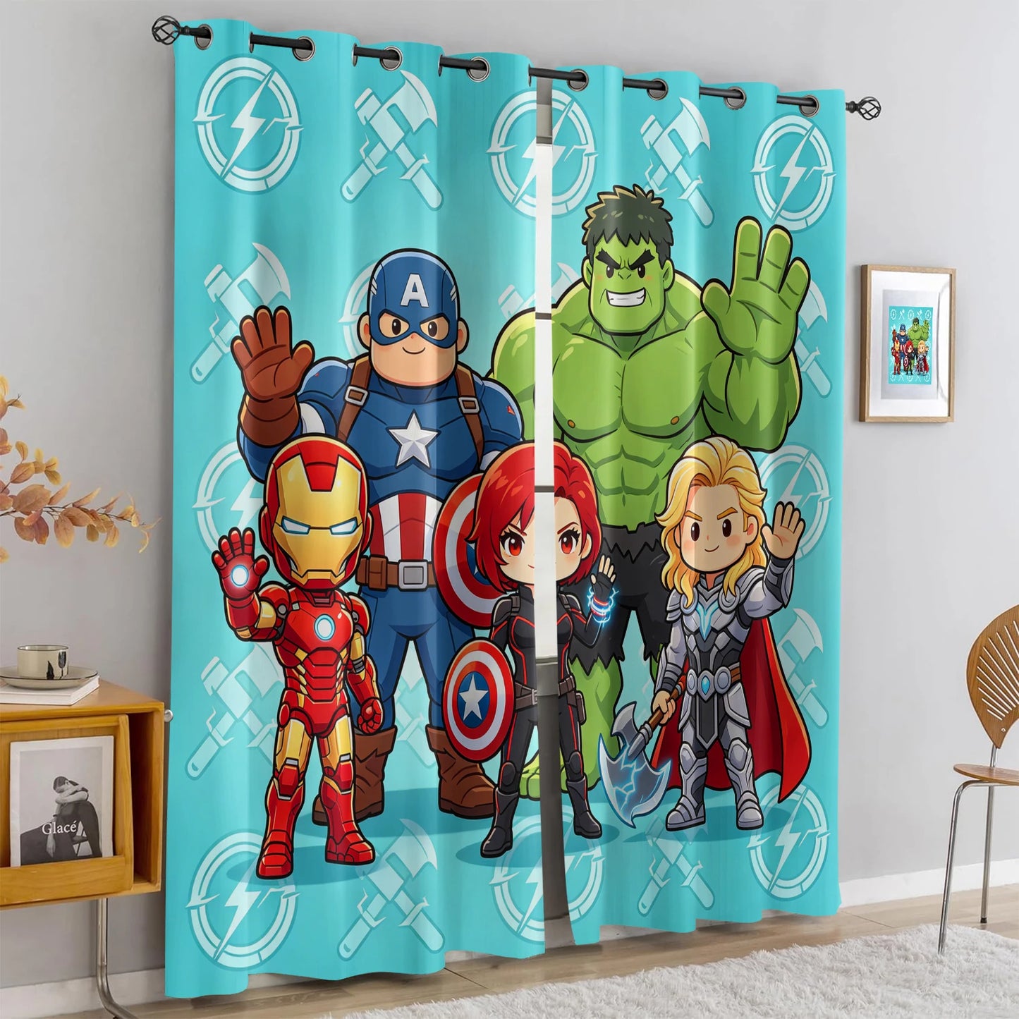 Avengers Chibi Vorhänge - Verdunkelnd Türkis