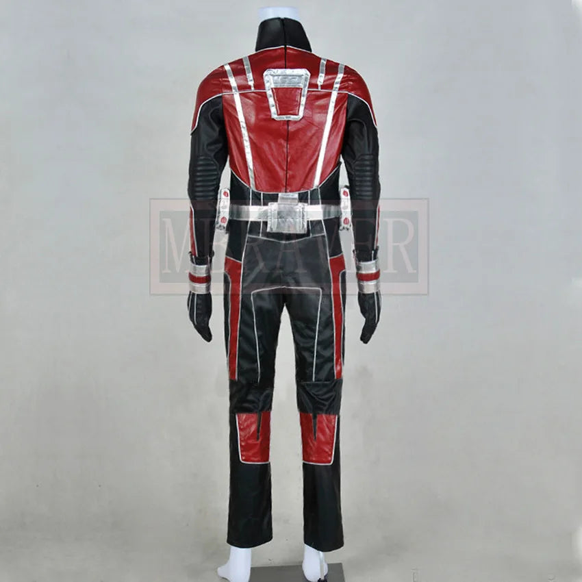 Ant-Man Kostüm - Rot-Schwarzer Lederanzug mit Metallgürtel