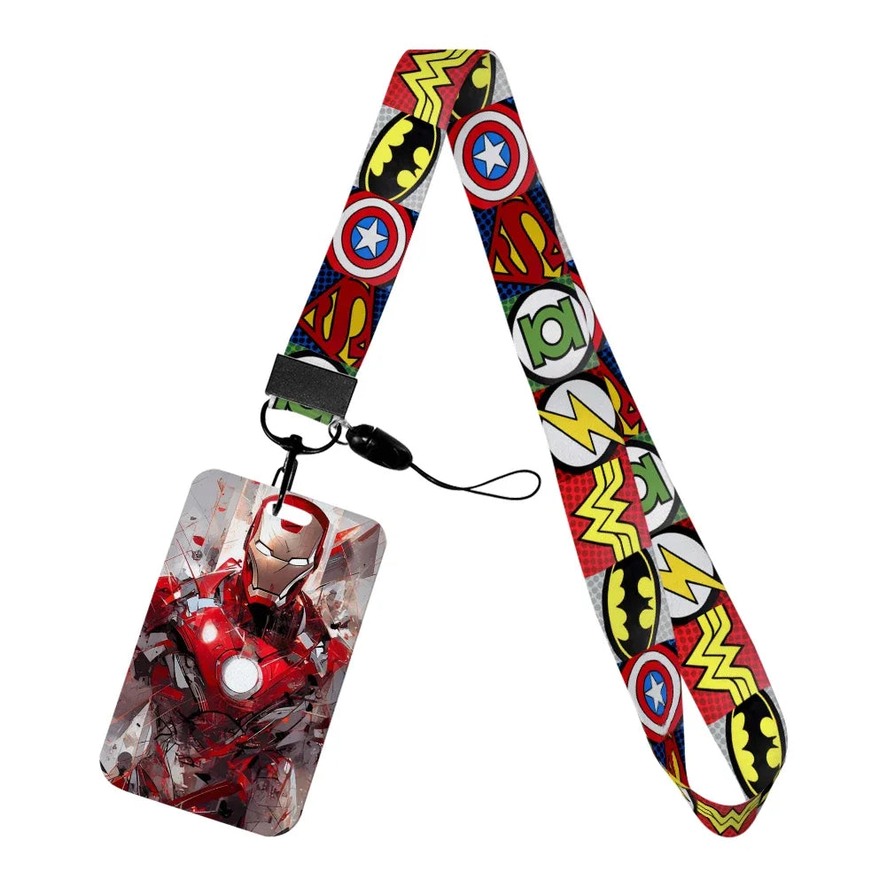 Schlüsselband mit Ausweishalter Iron Man - Gemischte DC Marvel Superhelden-Logos