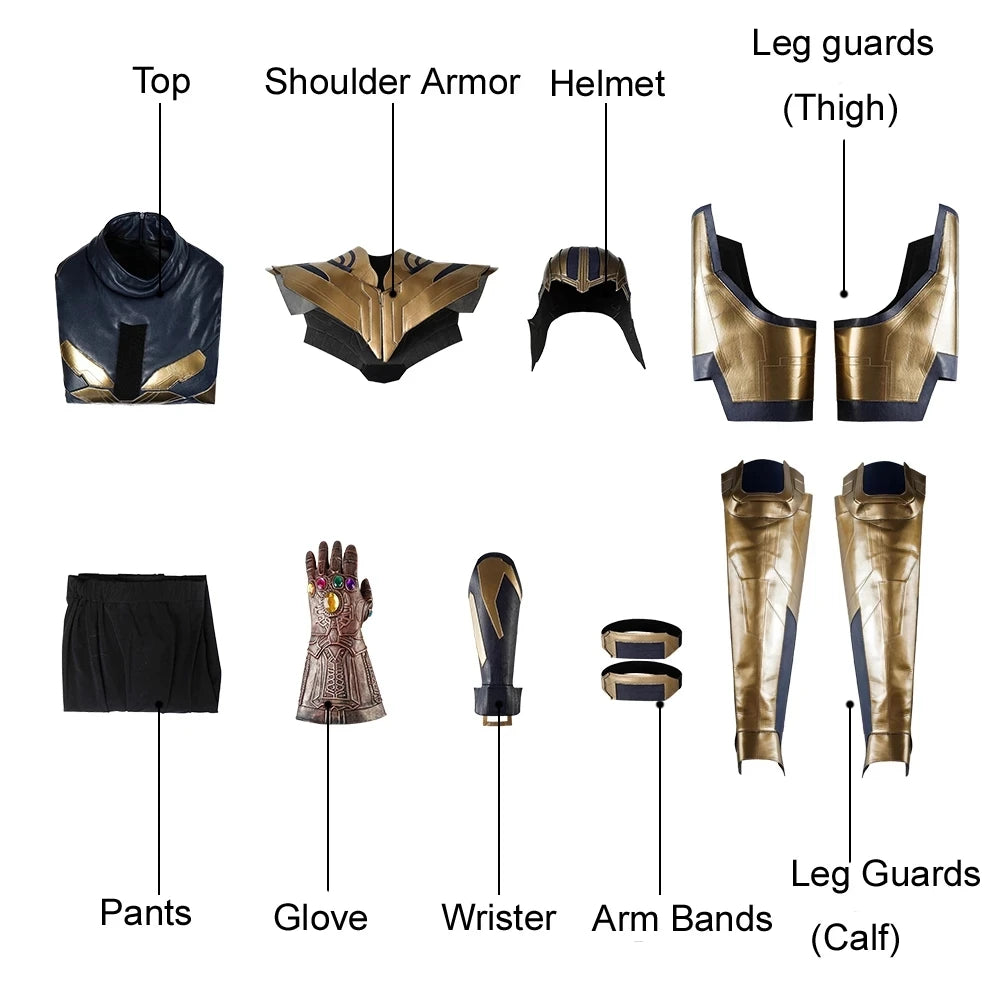 Thanos-Kostüm – Endgame Marineblau und Gold Rüstung mit Stiefeln
