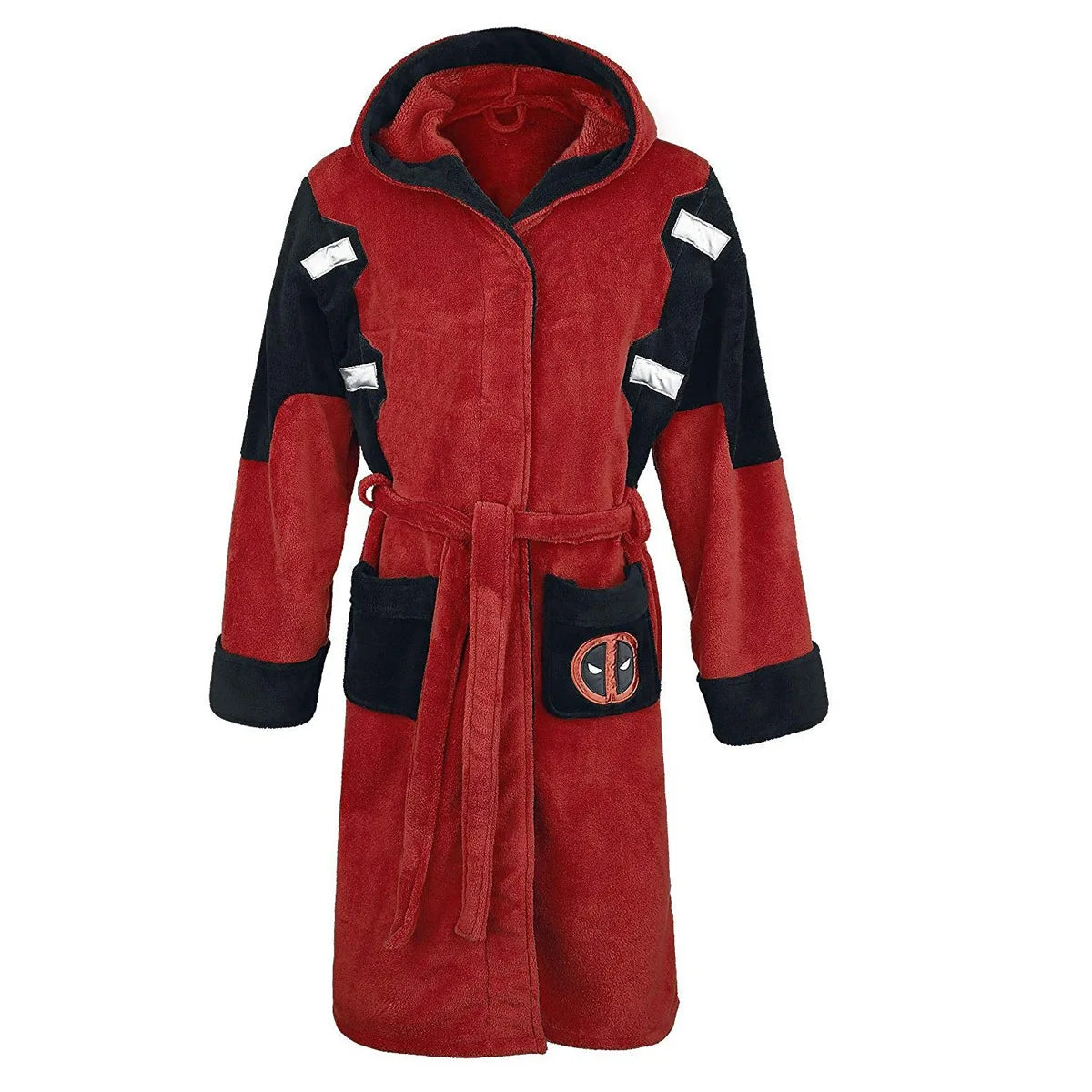 Deadpool Polarfleece Bademantel - Cosplay Kapuzenrobe mit Katana-Schwertern
