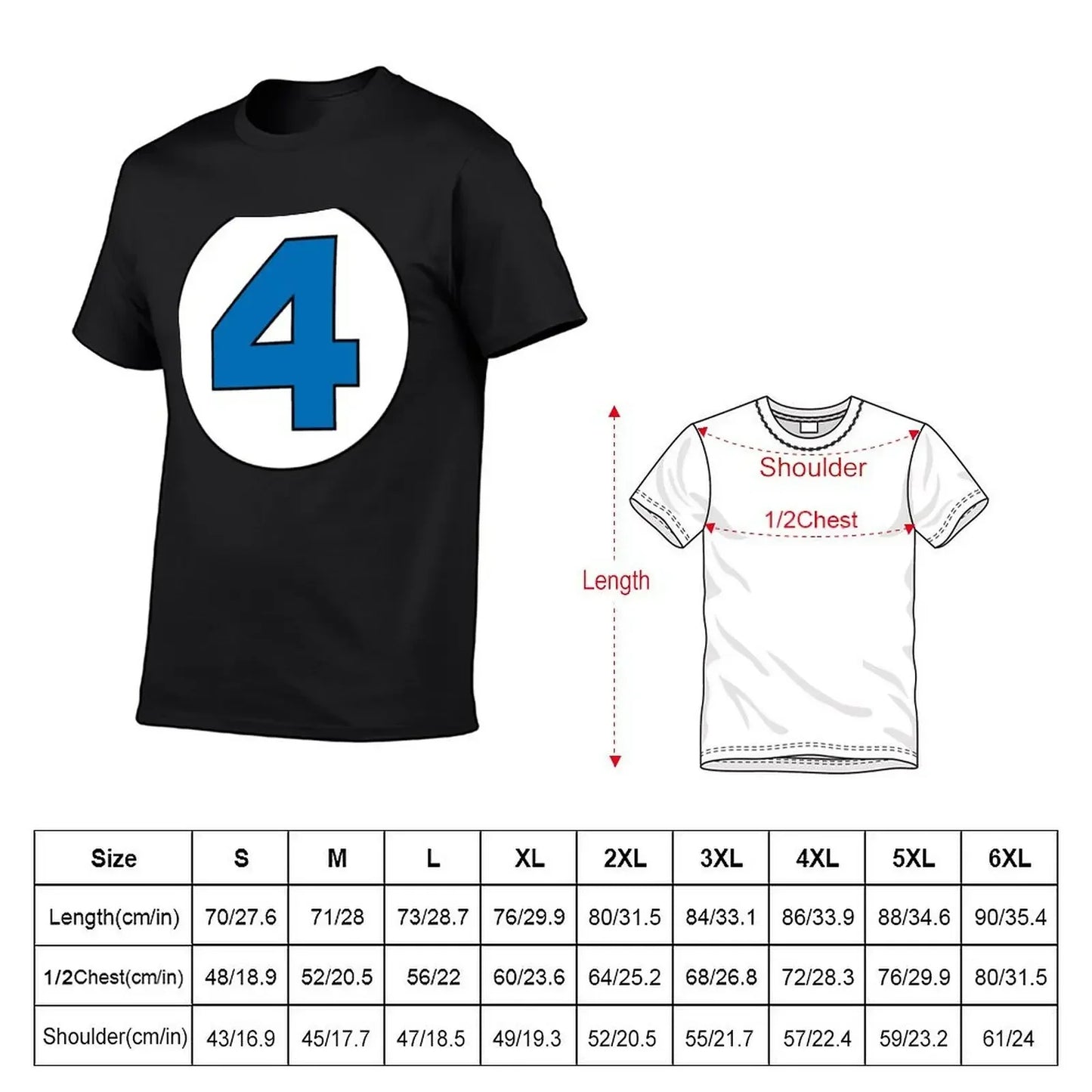 T-Shirt Die Fantastischen Vier – Rundes Schwarzes Logo Übergröße