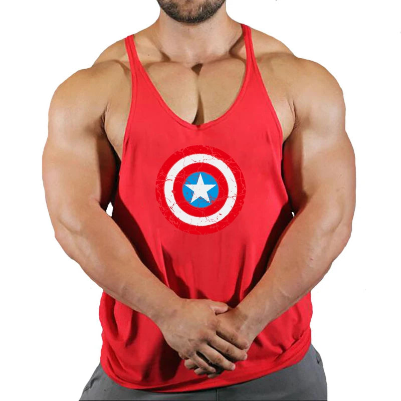 Herren Fitness Tanktop Captain America - Roter Schild