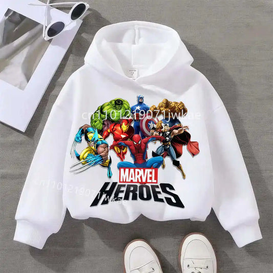 Kinder Hoodie Marvel Heroes Gruppe - Weiß