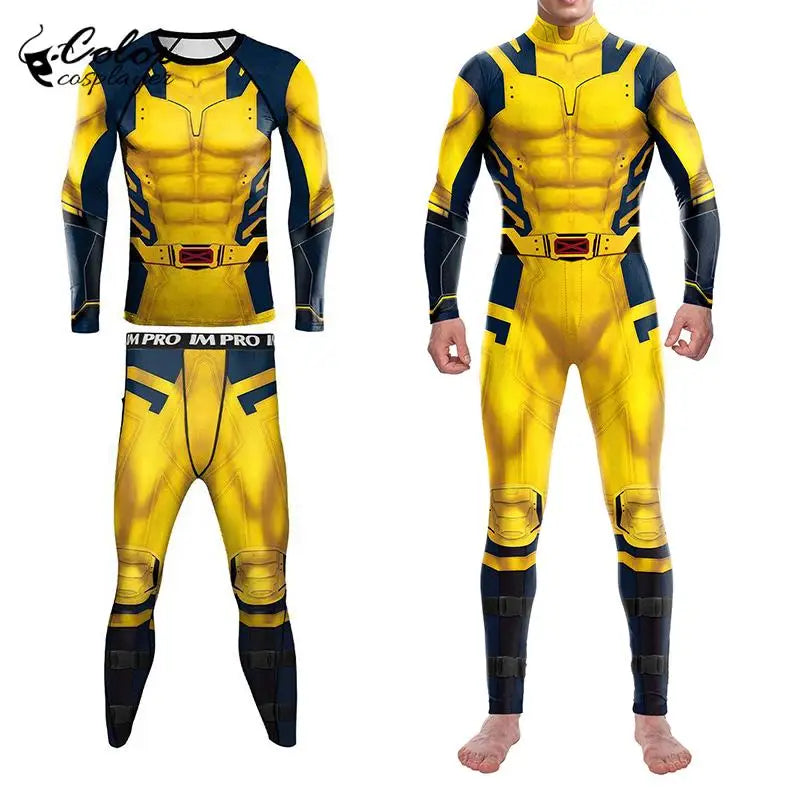 Komplettes Wolverine Cosplay Kostüm - Gelb Blau X-Men Anzug