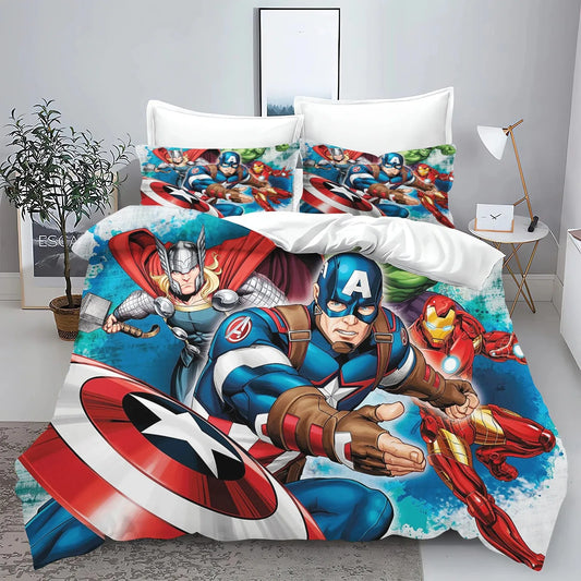 Bettwäsche Avengers – Comic Blauer Hintergrund Farbspritzer