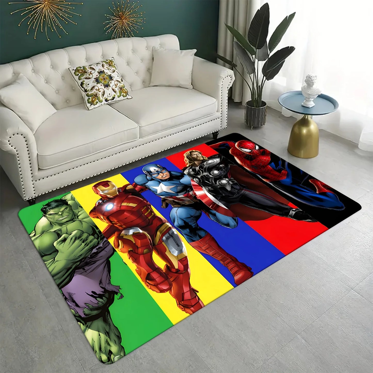 Avengers Helden-Gruppe Teppich - Farbige Streifen