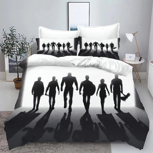 Bettbezug Avengers - Schwarz-Weiß-Silhouetten