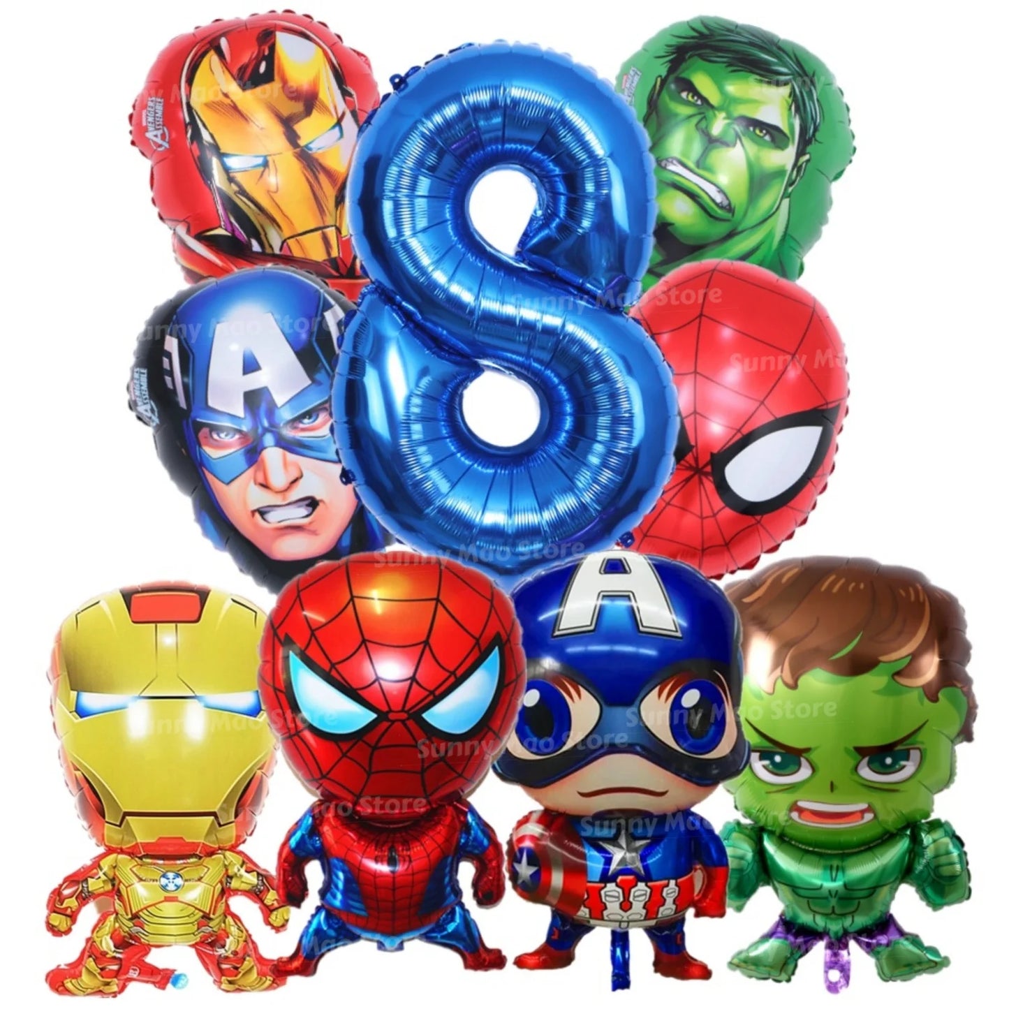 Avengers Geburtstagsdeko-Set - Zahlenballons Iron Man Spider-Man