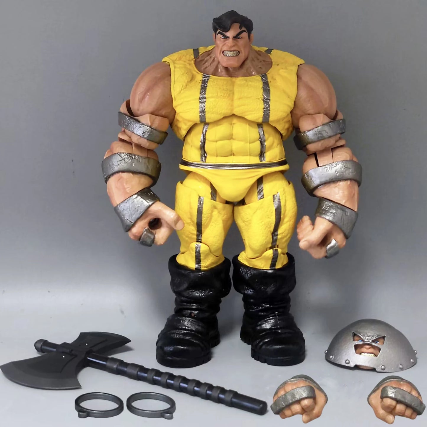 Wolverine Gefängnis Waffe X Figur - Gelber Anzug Axt Handschellen 9 Zoll