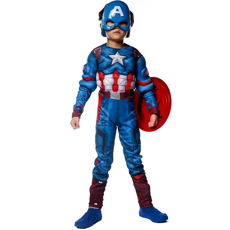 Kinderkostüm Captain America - Muskelanzug mit Schild