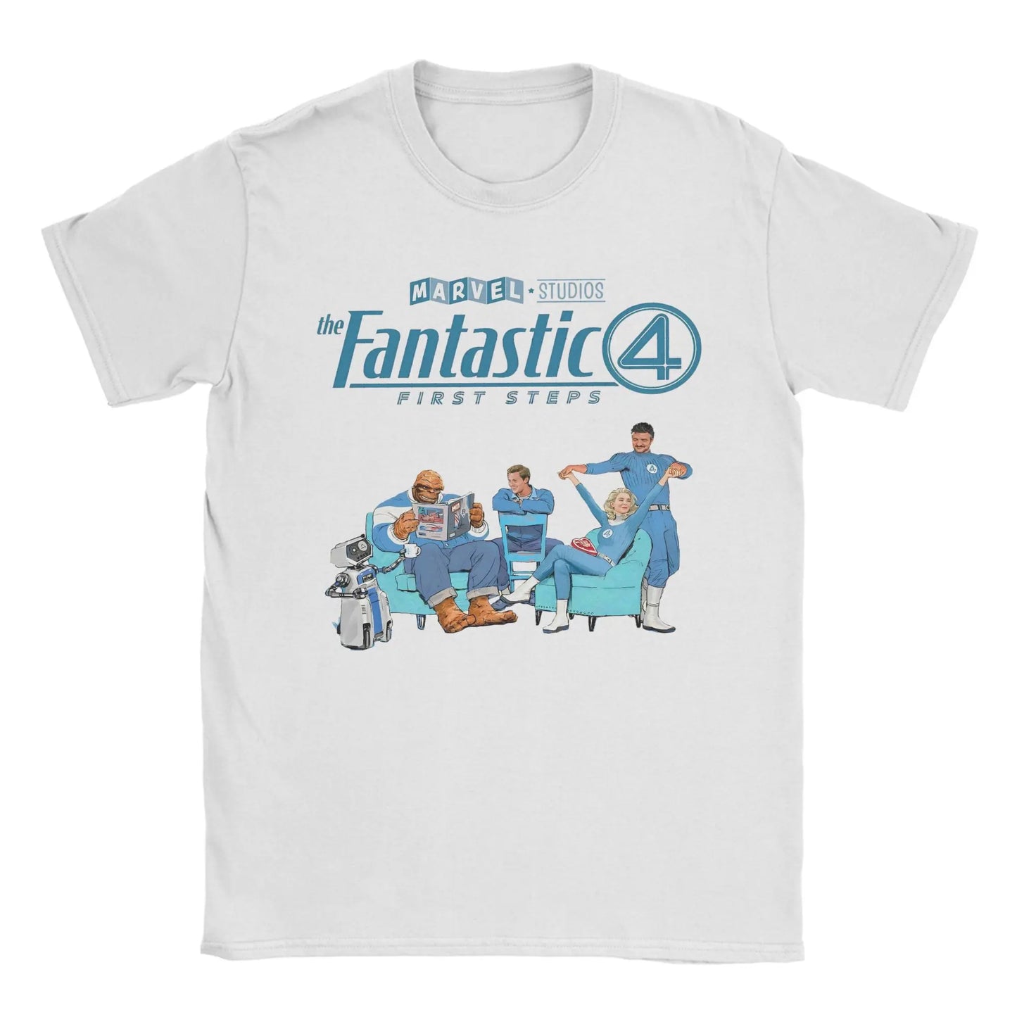T-Shirt The Fantastic 4 First Steps - Retro Poster Blau Unisex