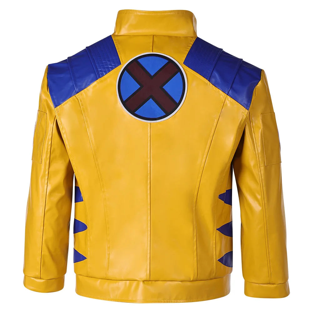 Wolverine Kostüm - Gelb-blaue Lederjacke mit Metallkrallen