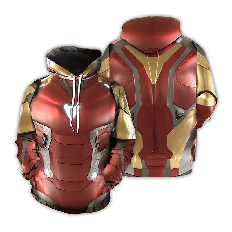 Iron Man Kapuzenpullover – 3D-Druck, rot-goldene Rüstung