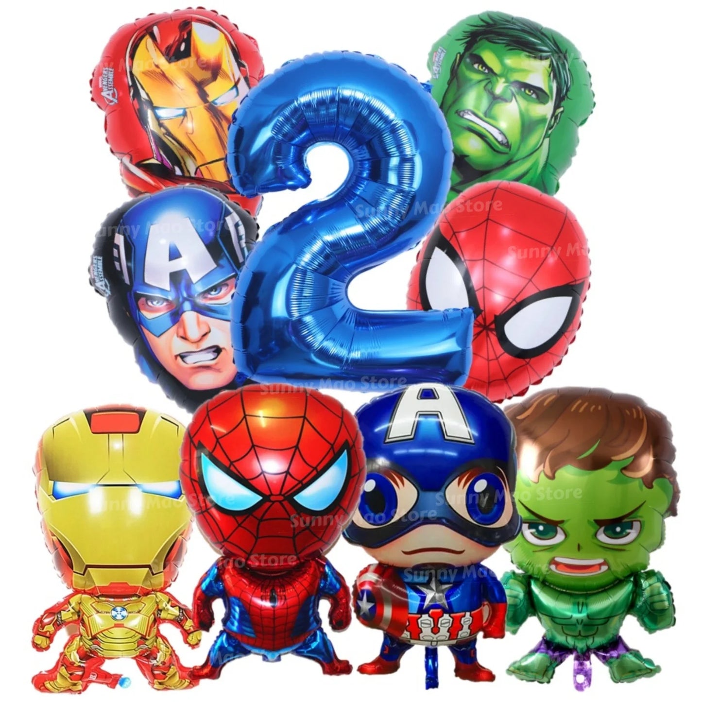 Avengers Geburtstagsdeko-Set - Zahlenballons Iron Man Spider-Man