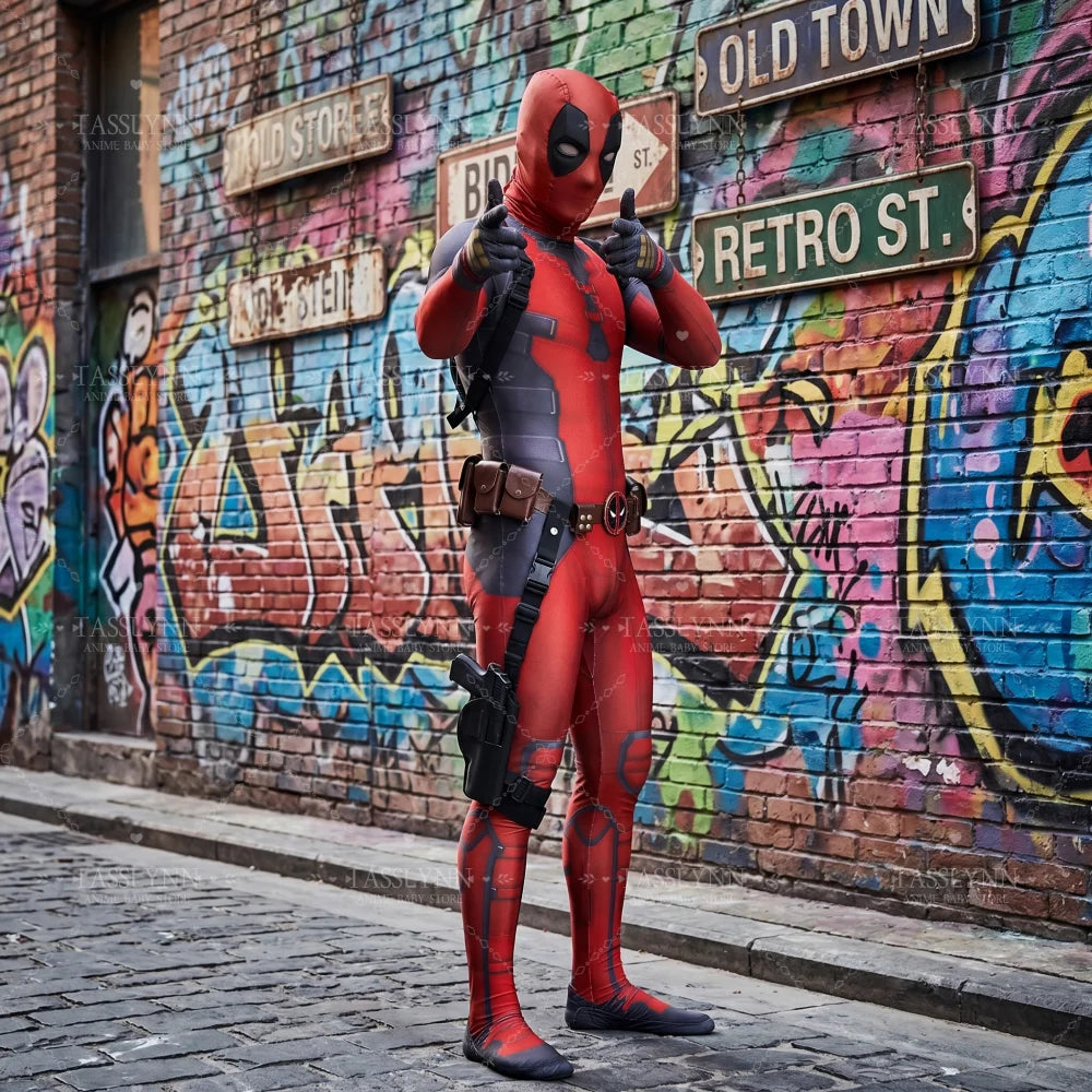 Komplettes Deadpool Cosplay-Kostüm – Katanas Maske Gürtel Erwachsene