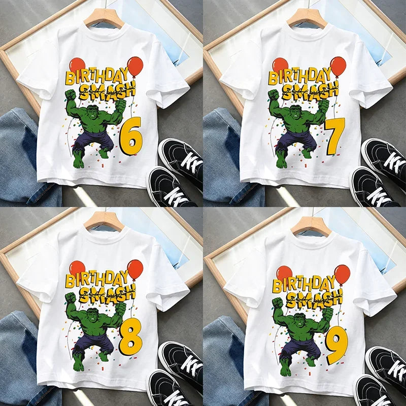 Hulk Geburtstag T-Shirt - Smash mit Zahl Kinder
