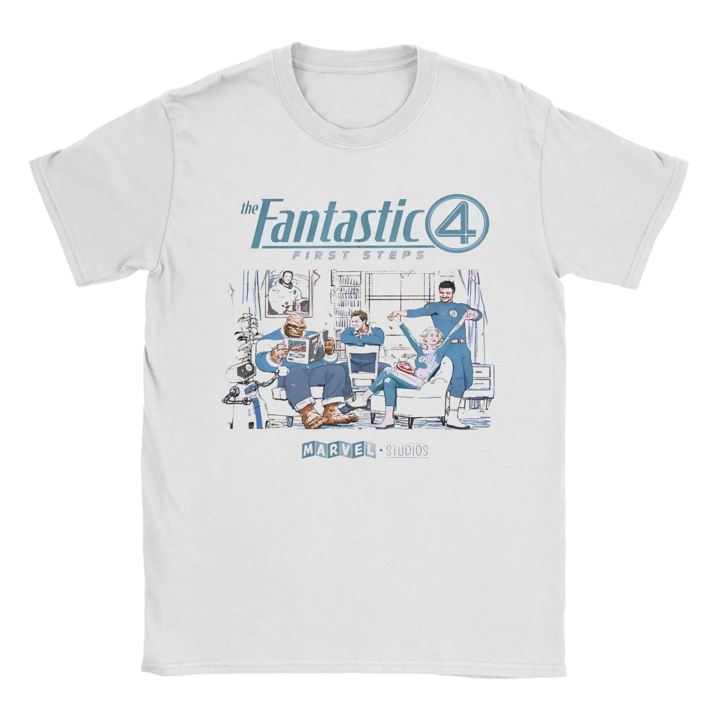 T-Shirt The Fantastic 4 First Steps - Retro Poster Blau Unisex