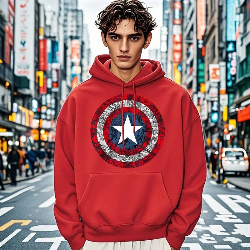 Captain America Hoodie - Comic Style Schild