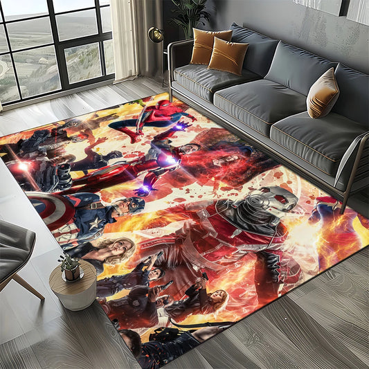 3D-Teppich Avengers – Buntes Helden-Collage-Design