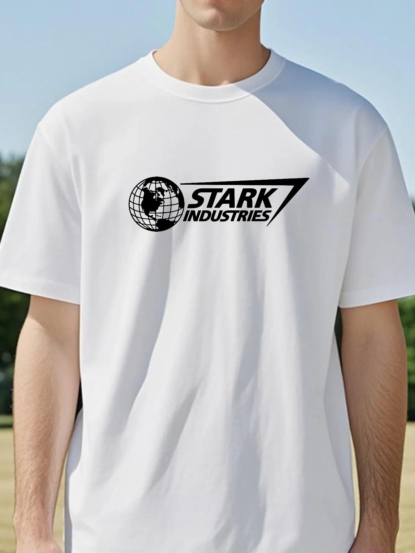 T-Shirt Stark Industries – Logo Schwarz Oversize